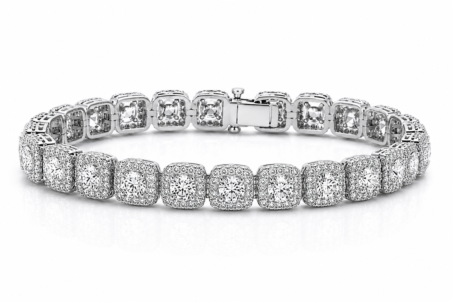 Cushion Halo Tennis Bracelet
