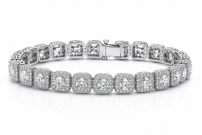 Cushion Halo Tennis Bracelet